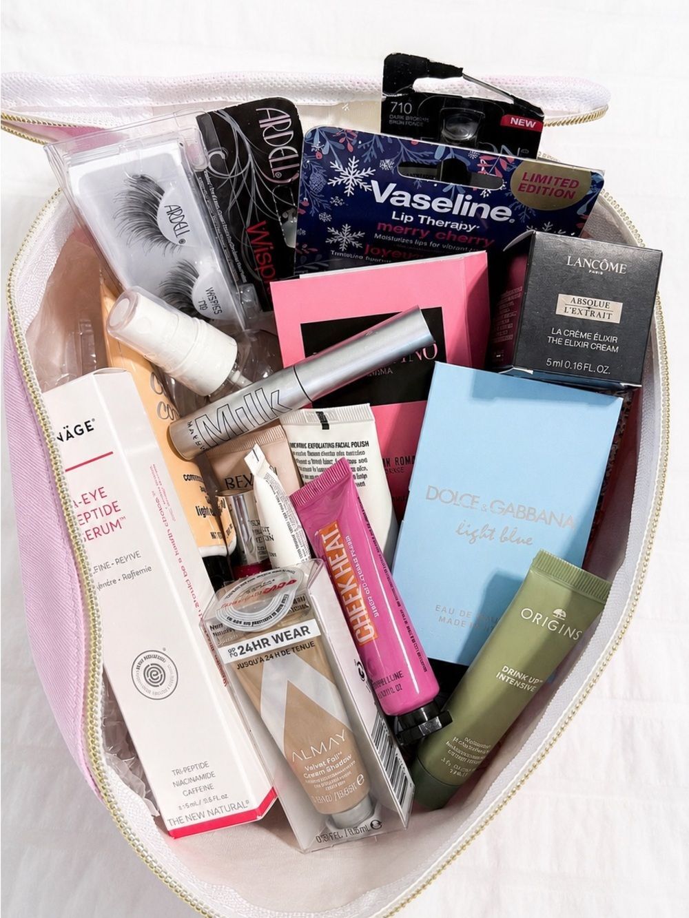 26 Pc New Beauty Bundle + Pink Cosmetic Bag Makeup Skincare Haircare Lip